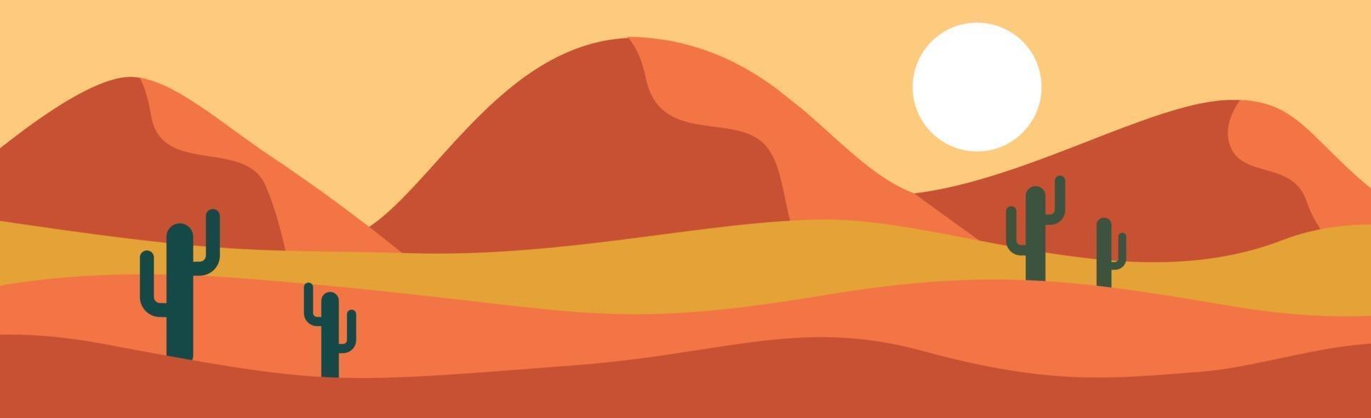 paisaje panorámico desierto de sabana soleado caliente - vector