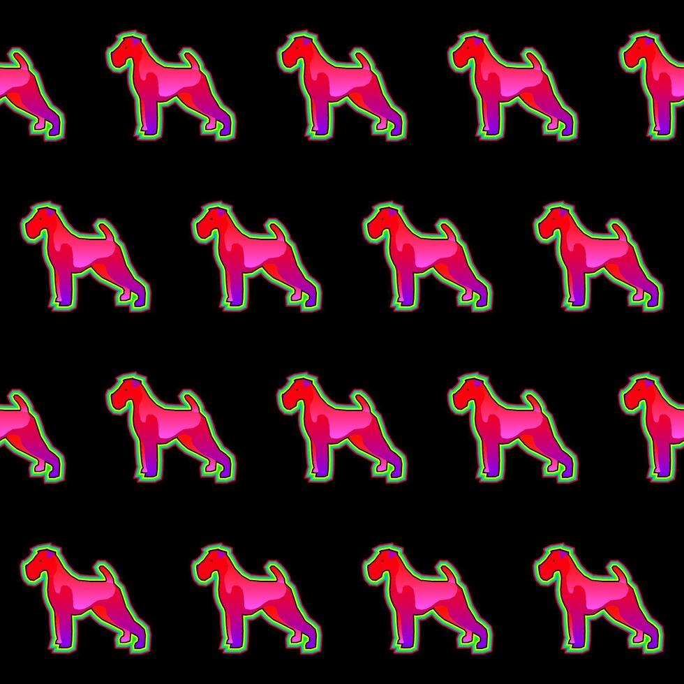 Bright surreal dog pet wallpaper seamless pattern background. vector