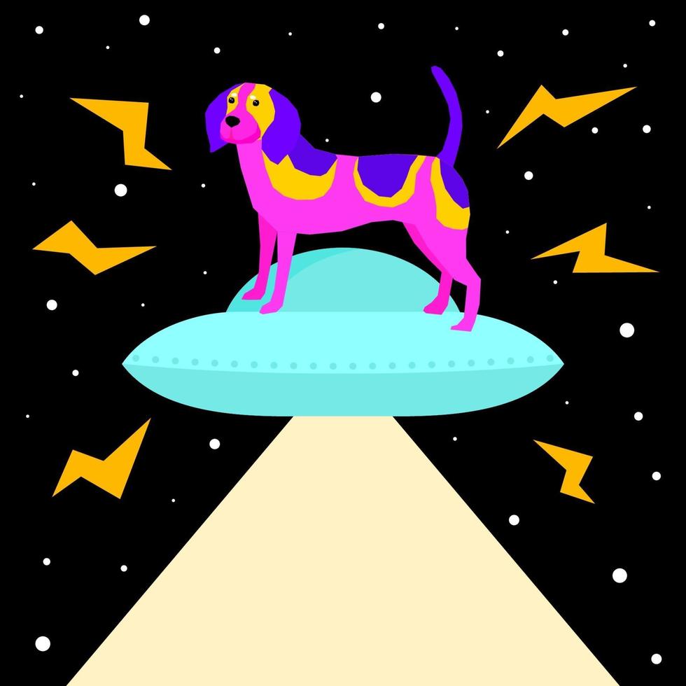 arte pop de perro para fiesta de club nocturno, cartel de espectáculo, estampado de camiseta vector