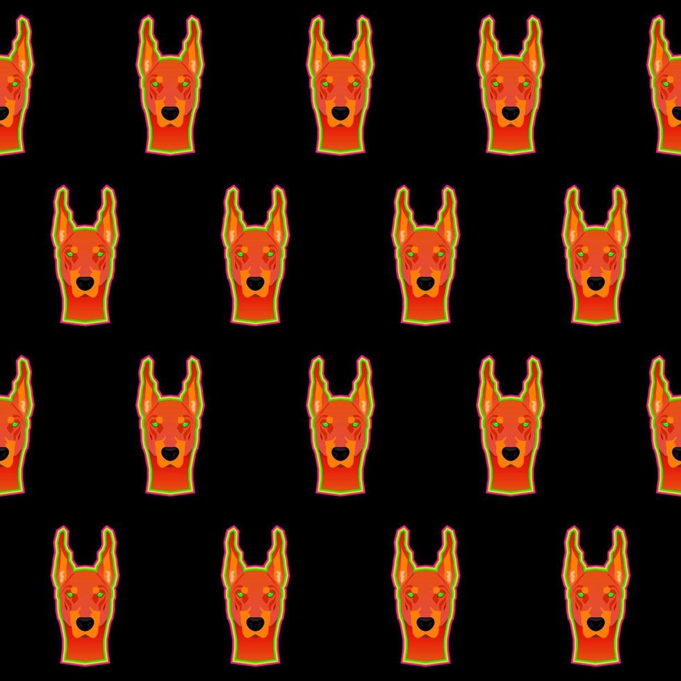 Bright surreal dog pet wallpaper seamless pattern background. vector