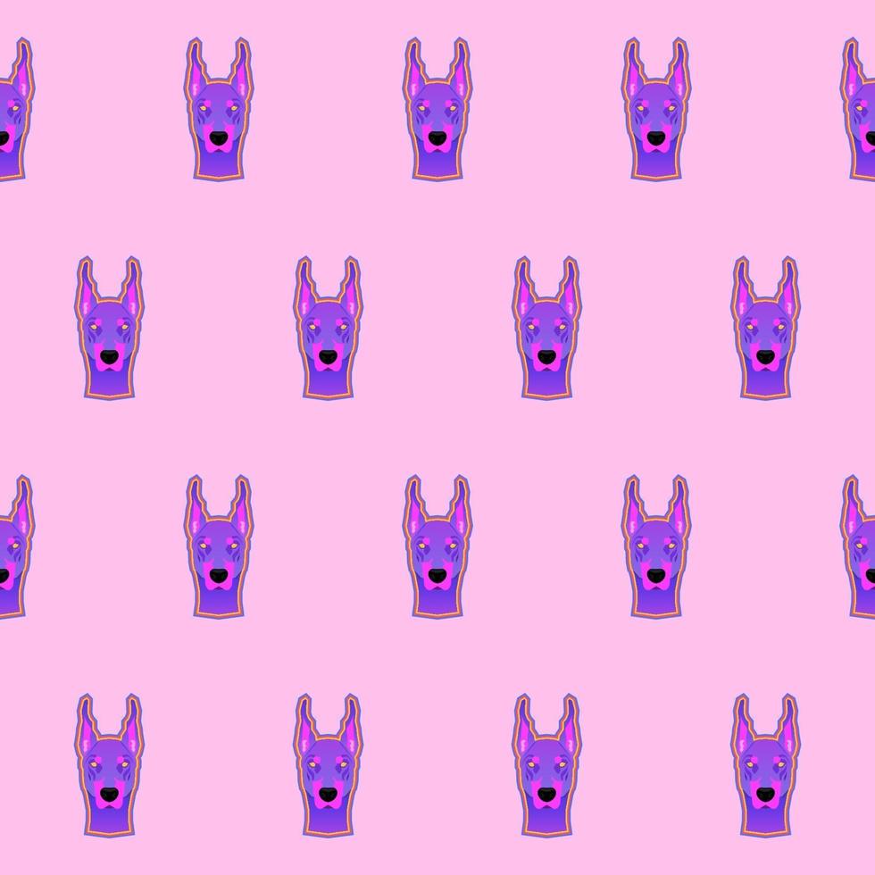 Bright surreal dog pet wallpaper seamless pattern background. vector