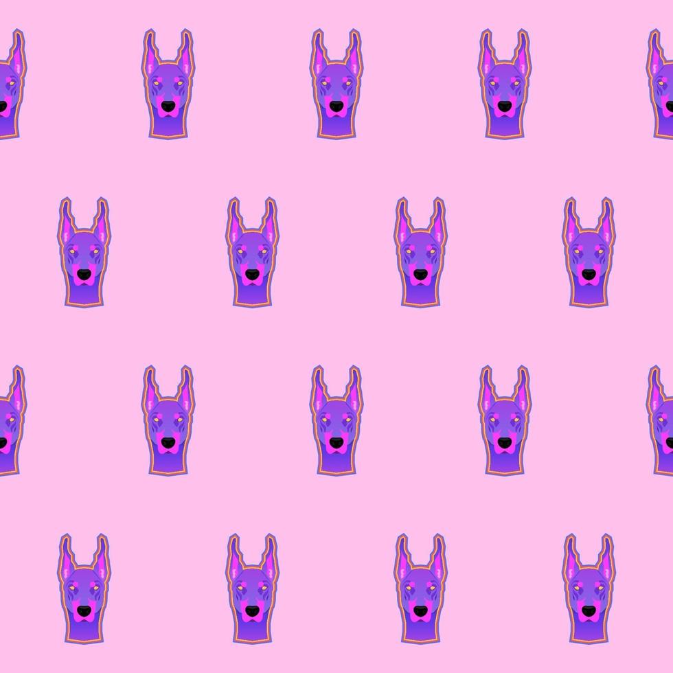 Bright surreal dog pet wallpaper seamless pattern background. vector