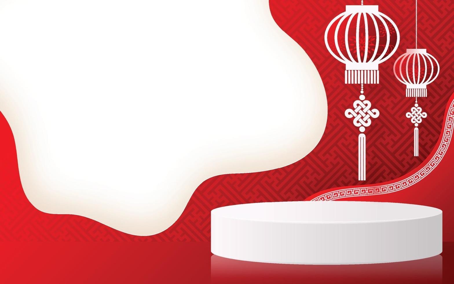 Podium round stage podium Chinese new year, Mid Autumn Festival. vector