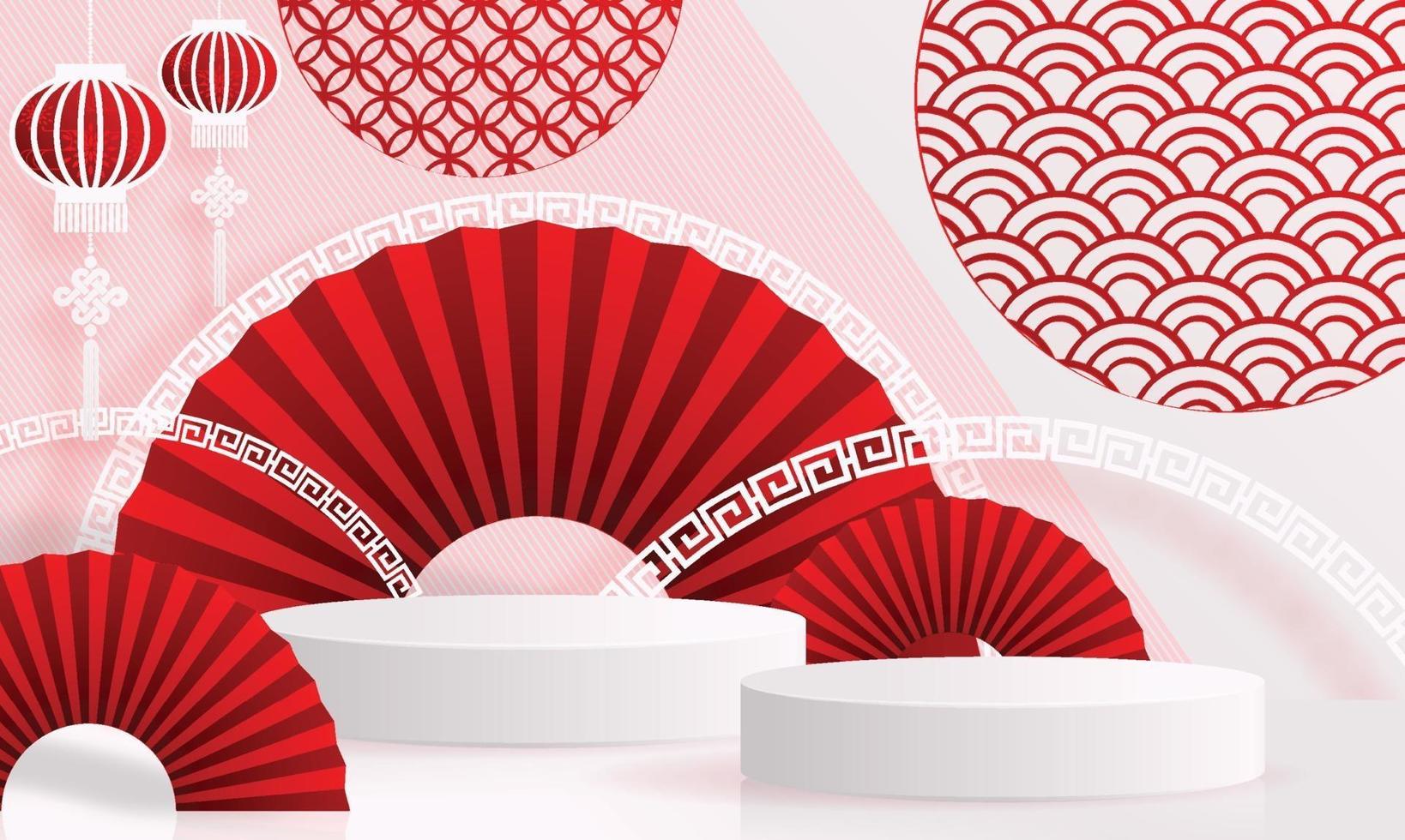 Podium round stage podium Chinese new year, Mid Autumn Festival. vector