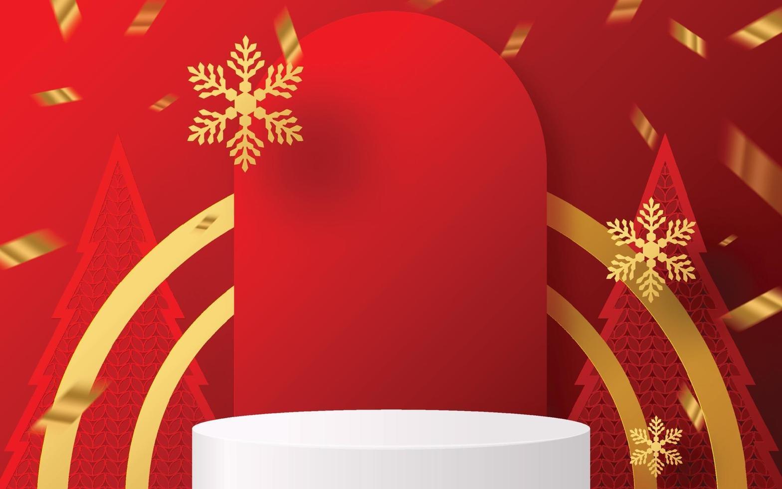 diseño de fondo de podio de navidad y año nuevo 3d. vector