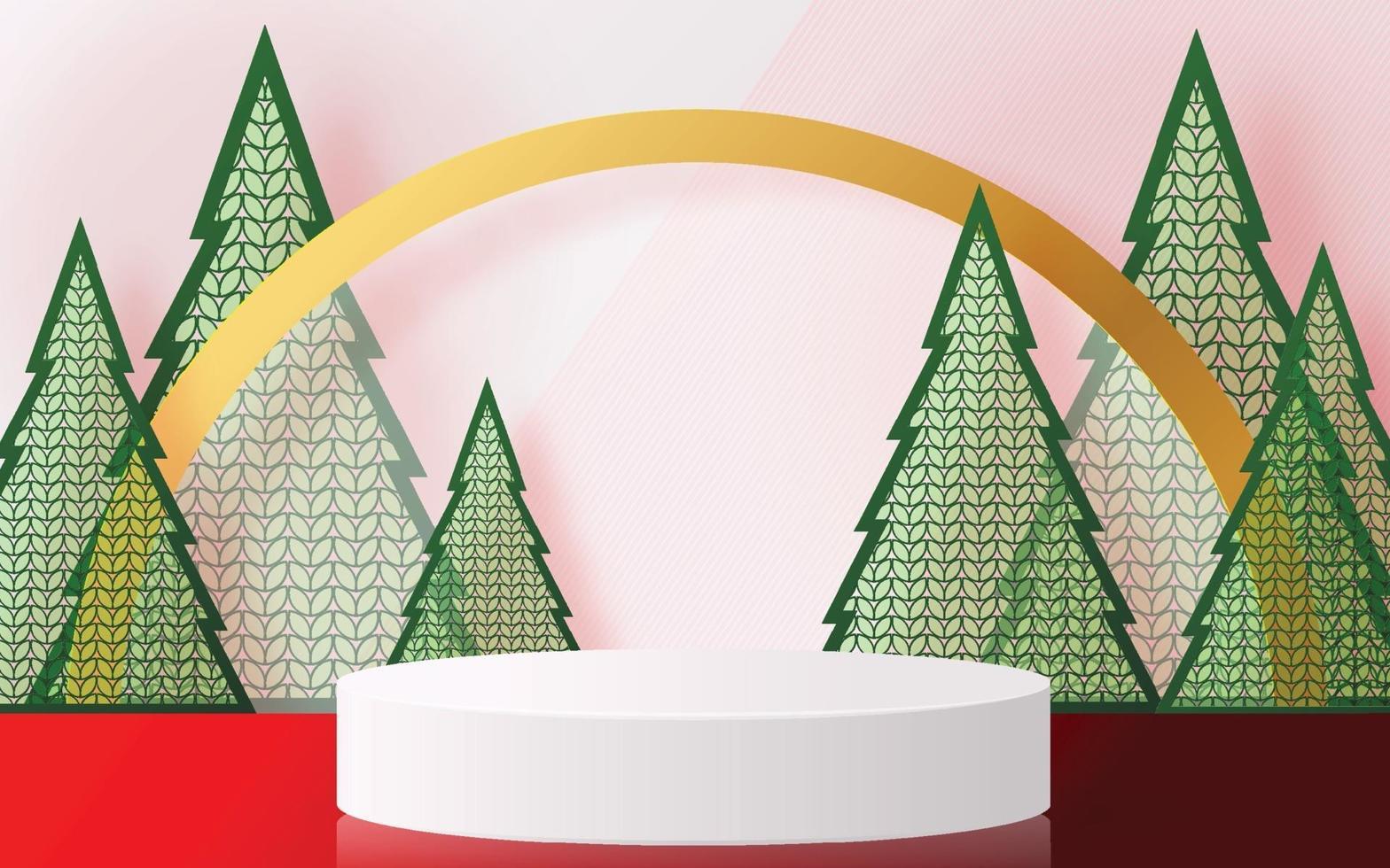 Christmas and New Year podium background design 3d. vector
