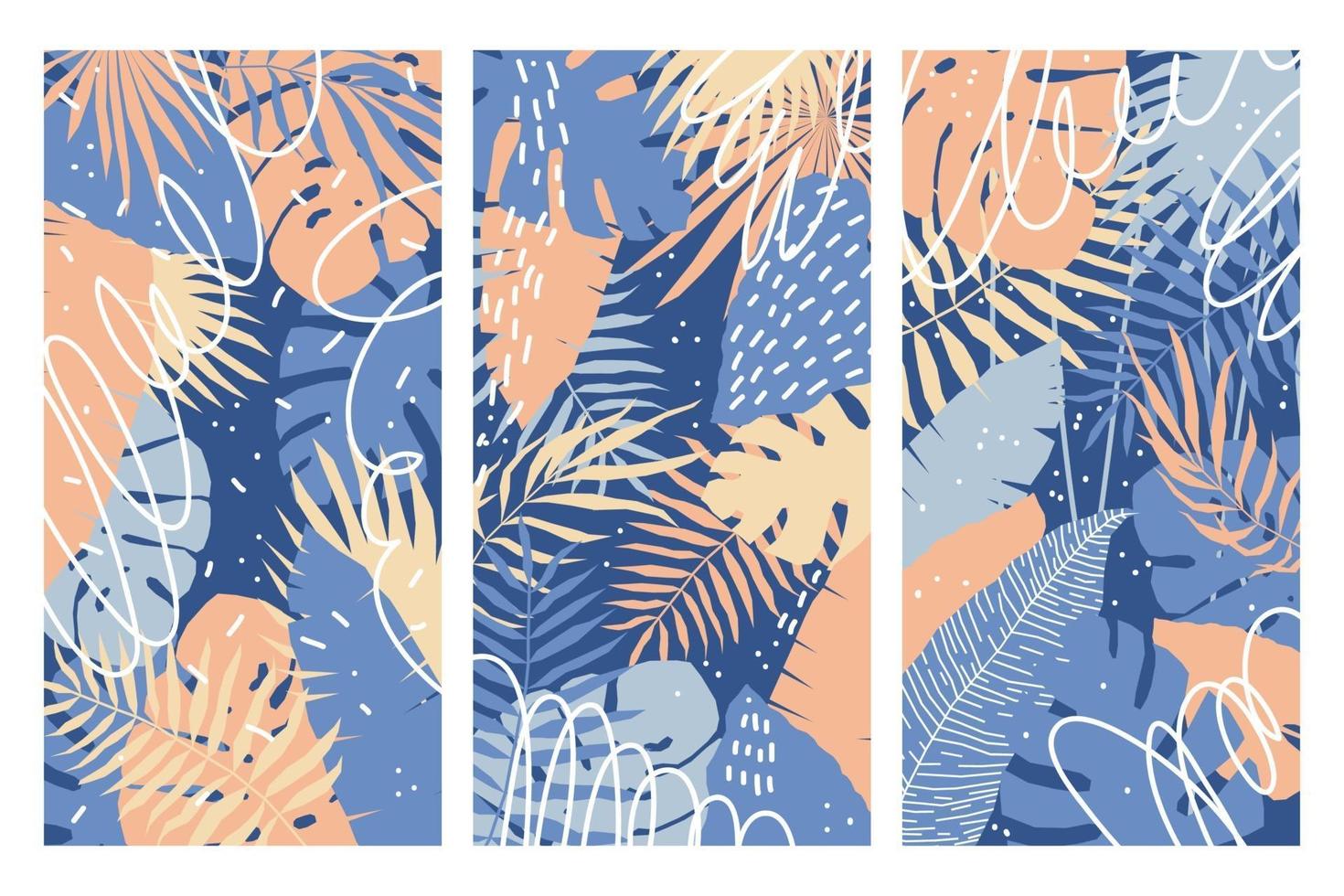Fondo abstracto de plantas tropicales. plantilla de cubierta de planta dibujada a mano vector