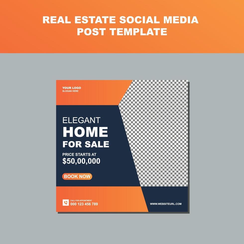 Real Estate Business Agency Social Media Post Template Design vector