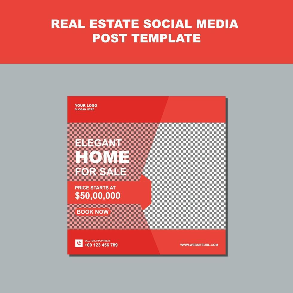 Real Estate Business Agency Social Media Post Template Design vector