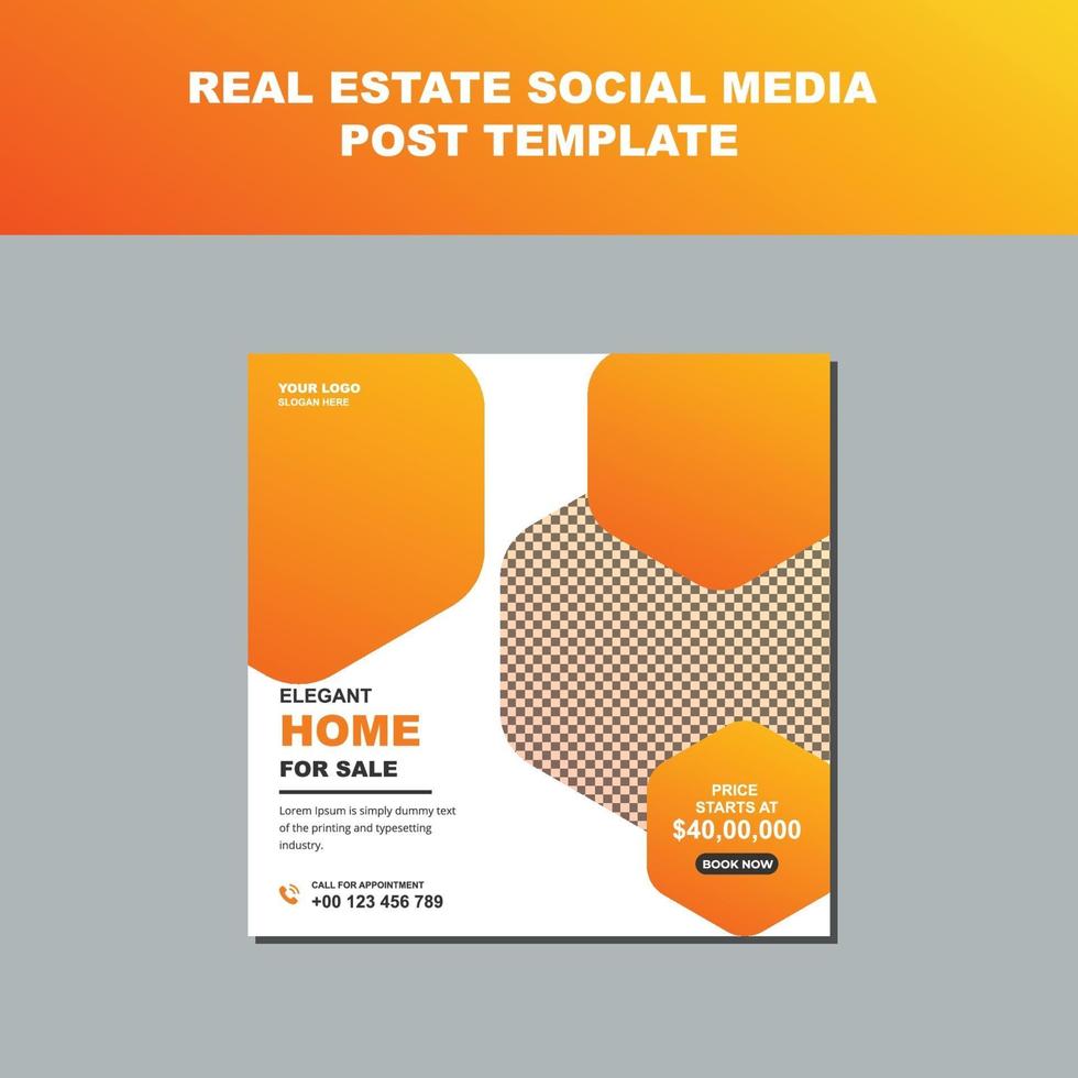 Real Estate Business Agency Social Media Post Template Design vector