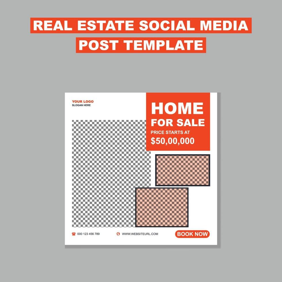 Real Estate Business Agency Social Media Post Template Design vector