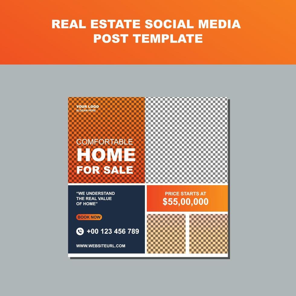 Real Estate Business Agency Social Media Post Template Design vector