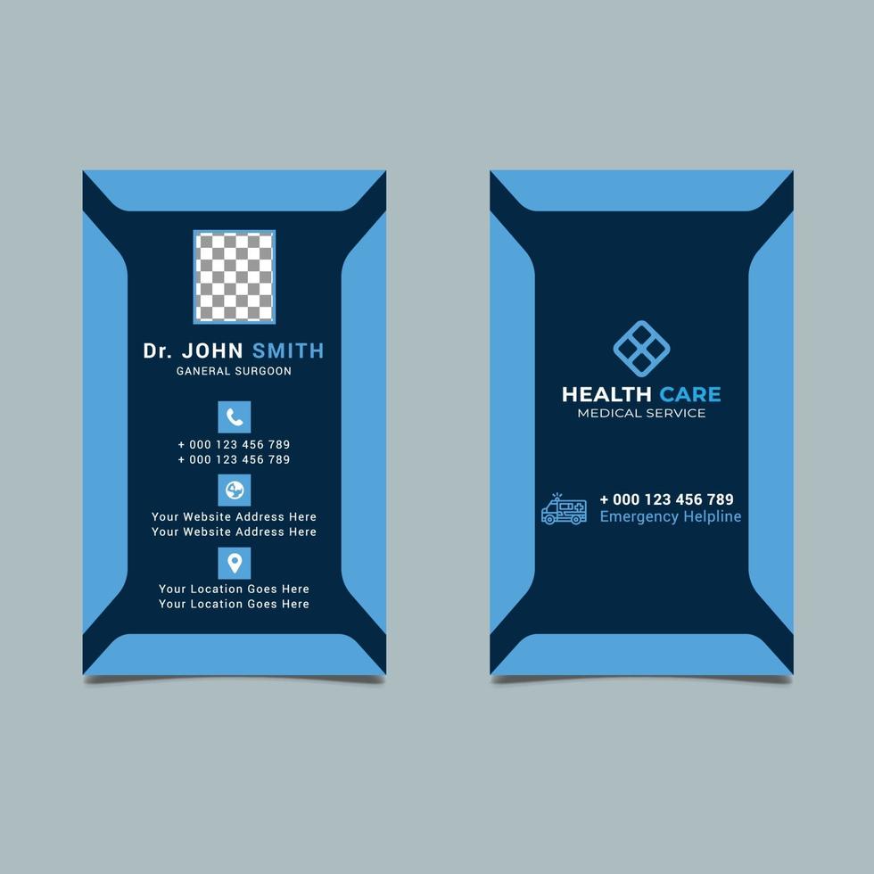 Vertical Medical Business Card Template. Healthcare Business Card. vector