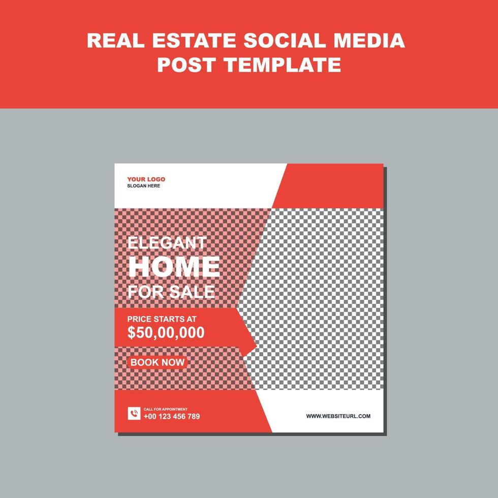 Real Estate Business Agency Social Media Post Template Design vector