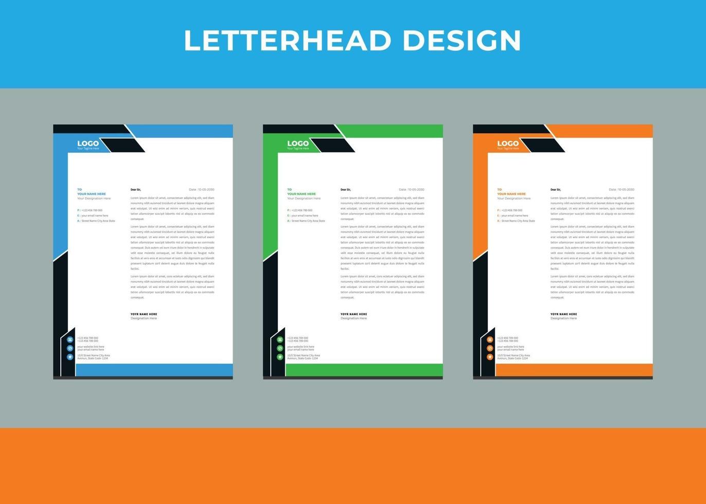 Professional Corporate letterhead Design Template. vector