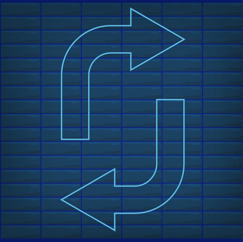 Blue arrow neon effect isolated retro glow direction vector