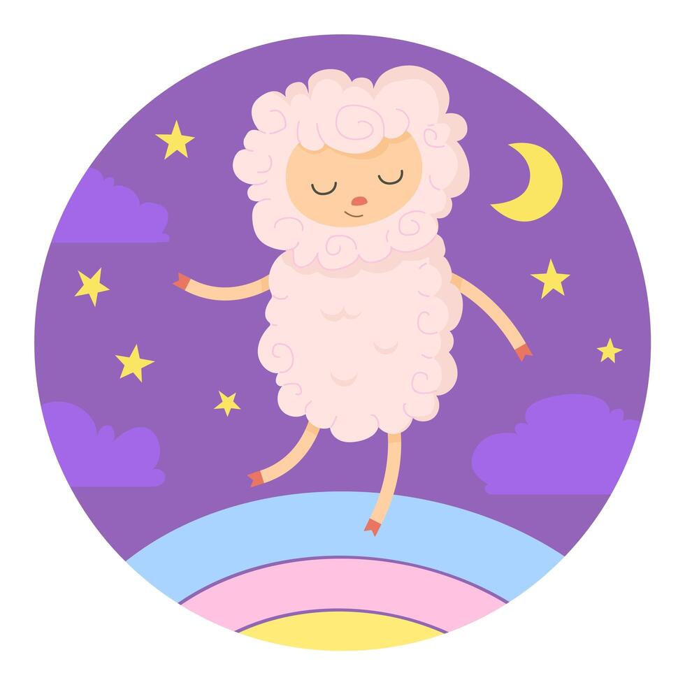 sheep jumps on the rainbow vector