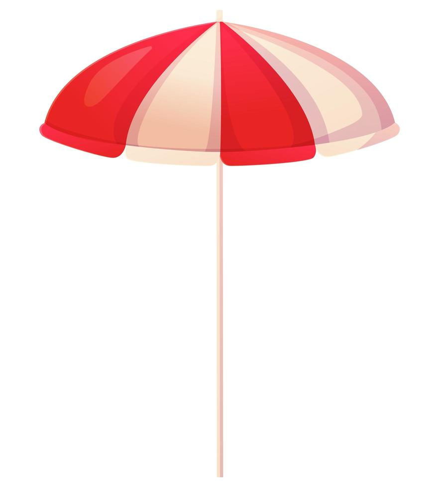Striped red and white beach umbrella vector