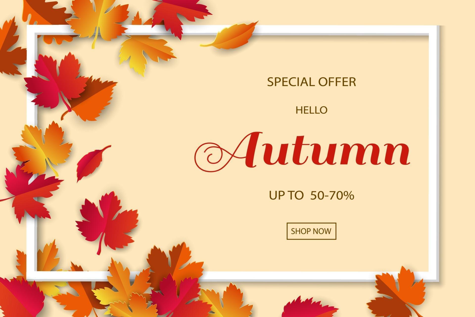 Autumn or Fall sale background with colorful leaves 3079893 Vector Art