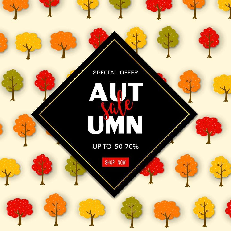 Discount season with colorful tree on autumn or fall sale background vector