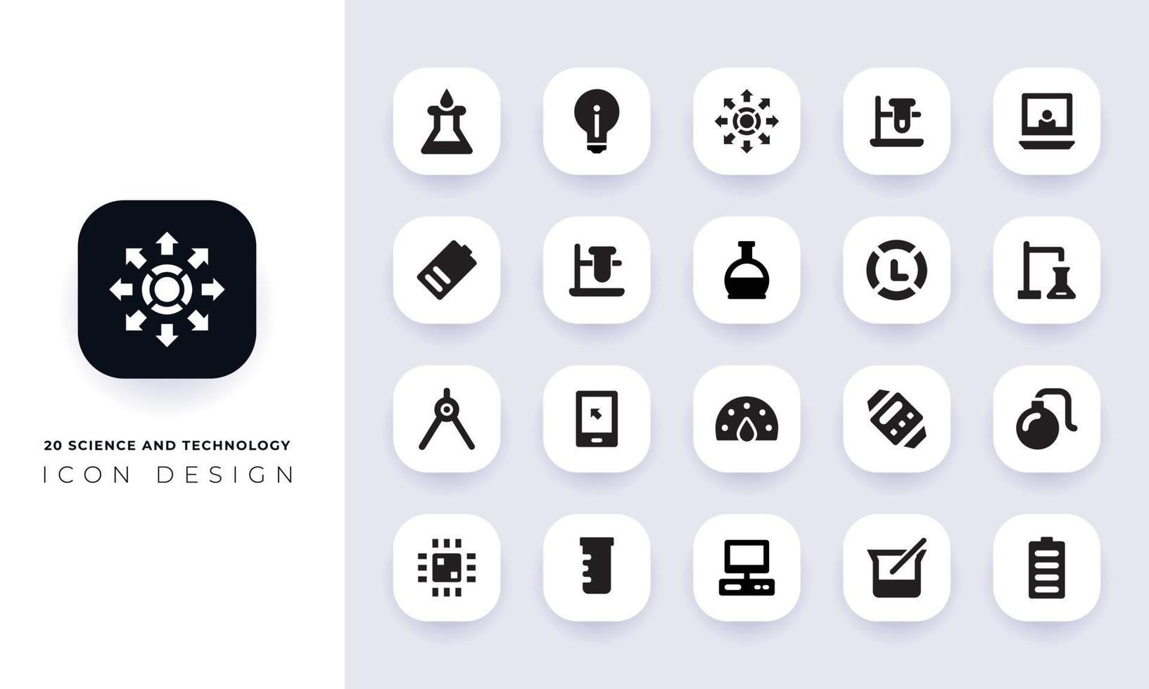 Minimal flat science and technology icon pack vector