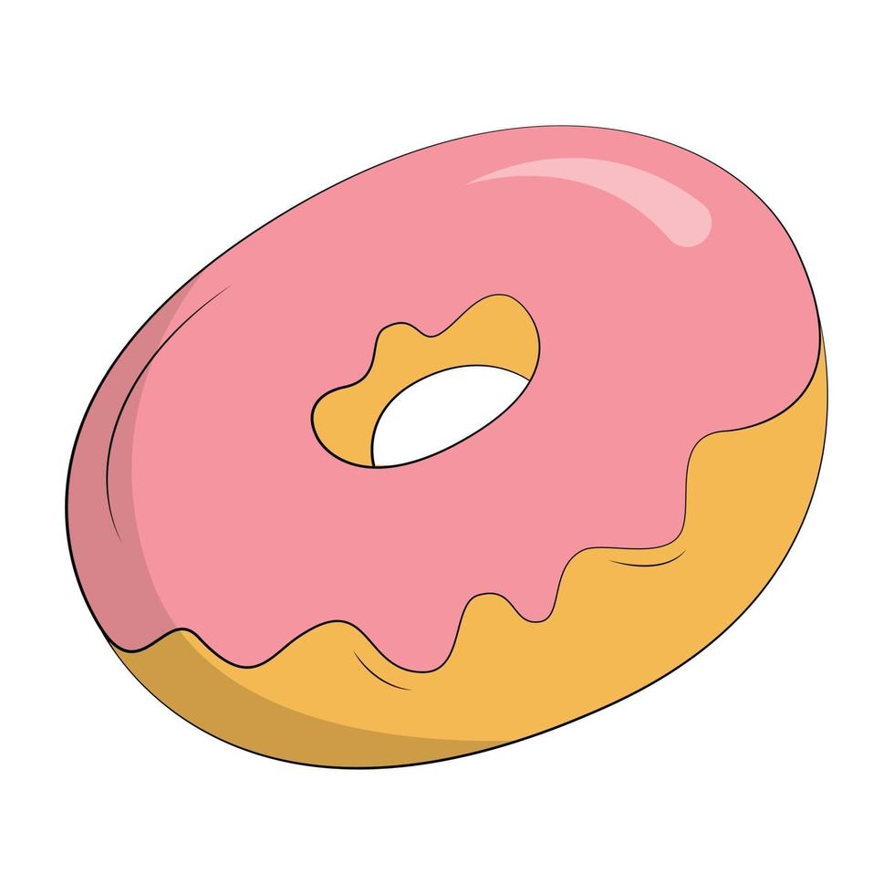 Realistic round donut on white background - Vector