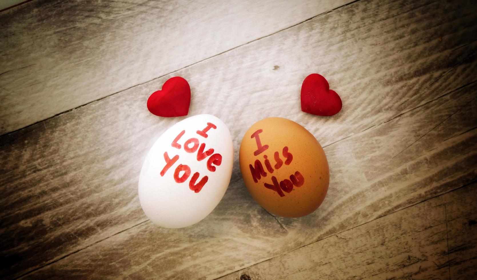 I love you and I miss You Writes on Eggs photo