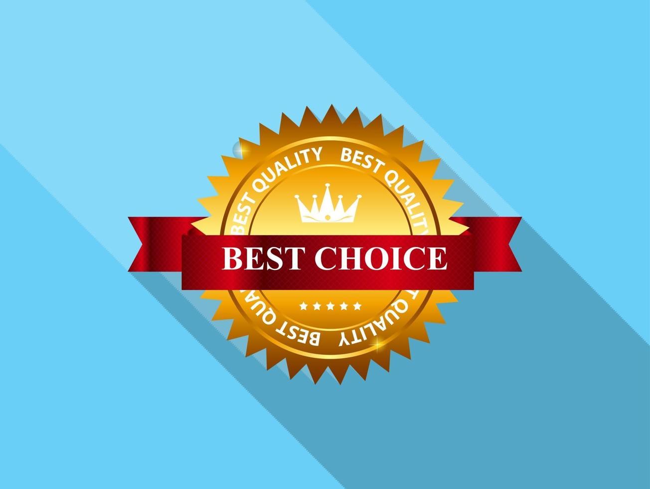 Vector best choice label with red ribbon.
