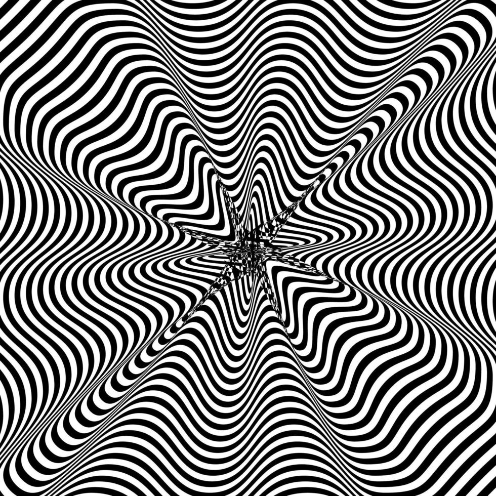 Black and White Hypnotic Background. Vector Illustration.