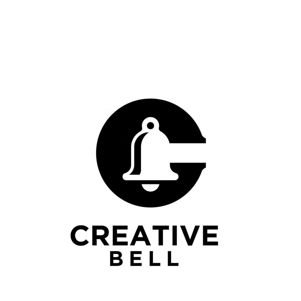 Campana con letra inicial c vector logo negro icono diseño ilustración