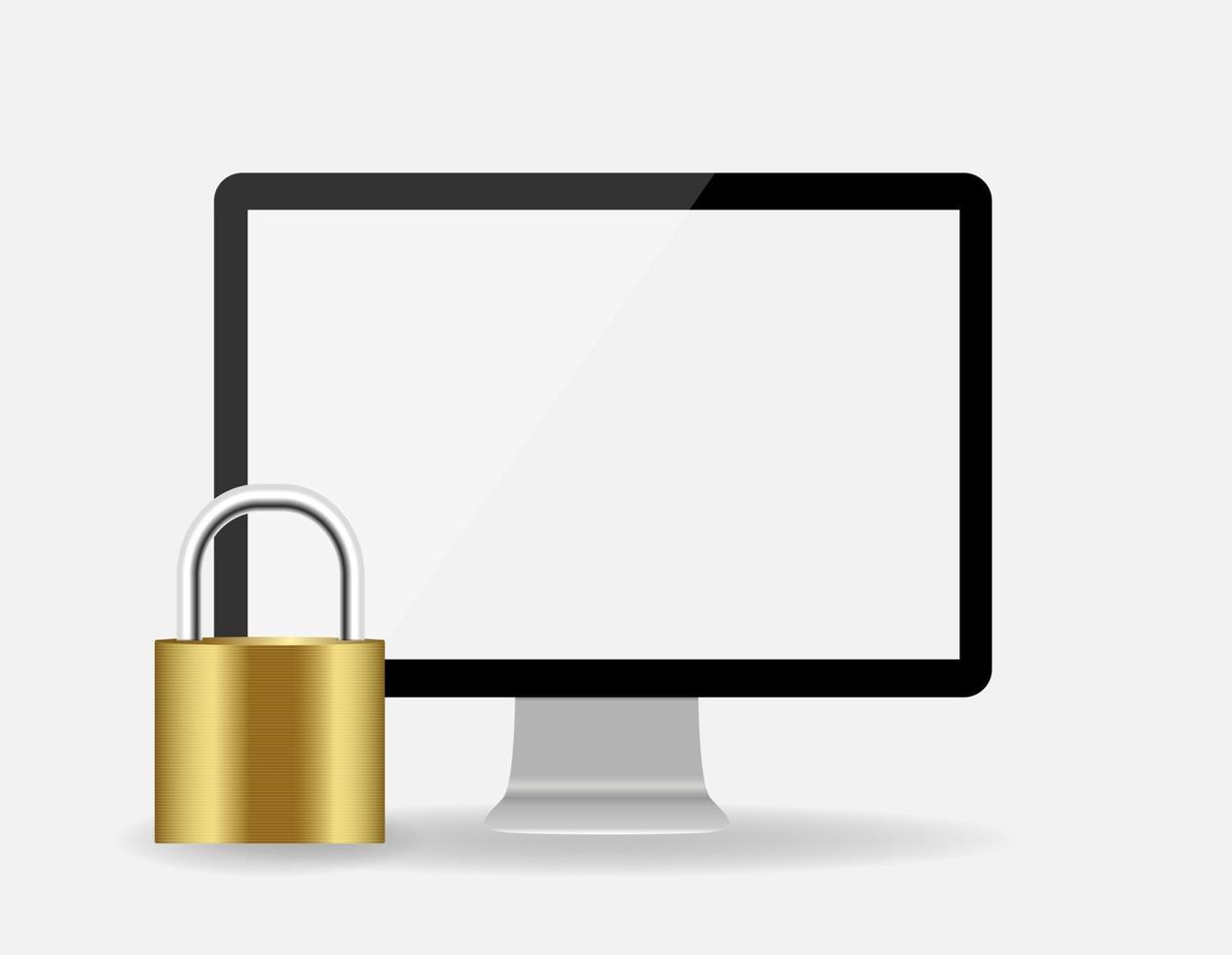 Internet Security Icon Padlock an Monitor vector