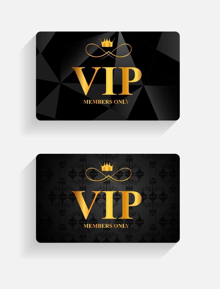 juego de tarjetas de miembro vip negro y dorado vector