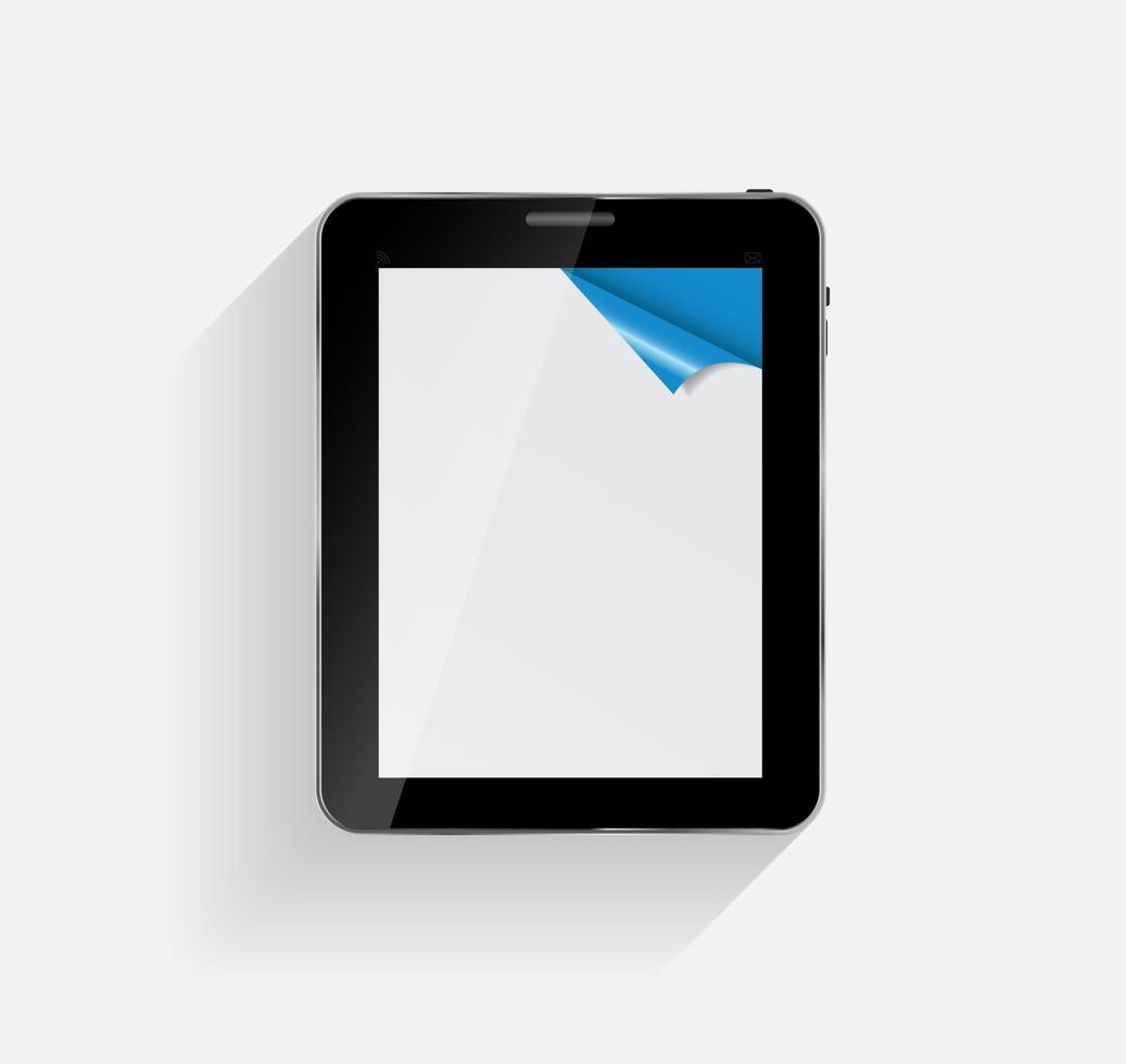 tableta con curvatura de página de esquina vector