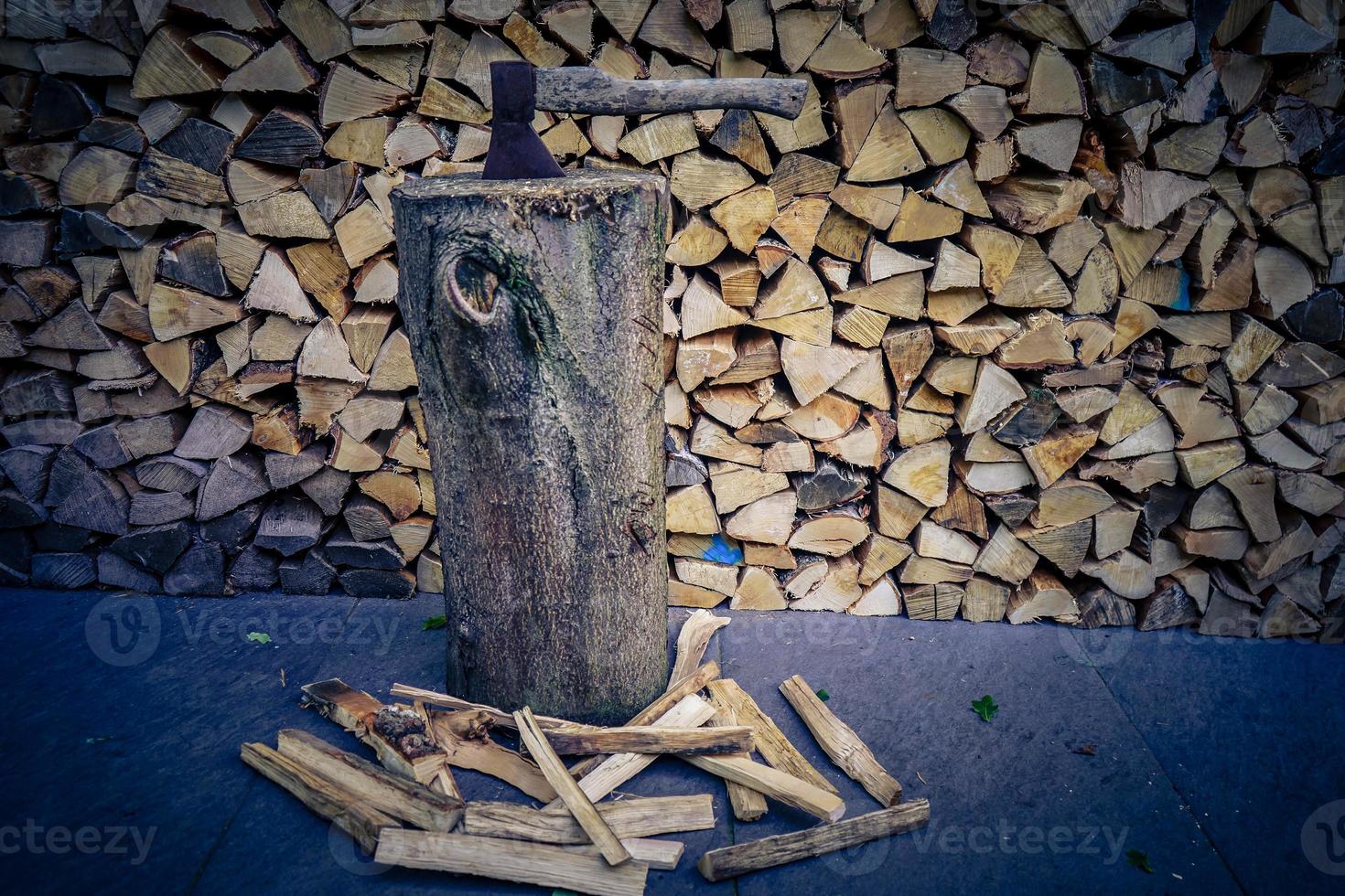 A stack of fire wood photo