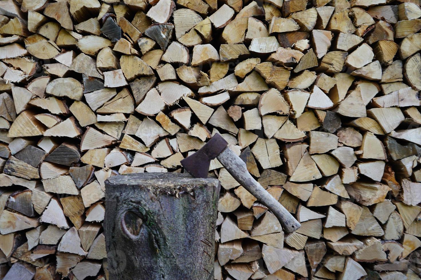 A stack of fire wood photo