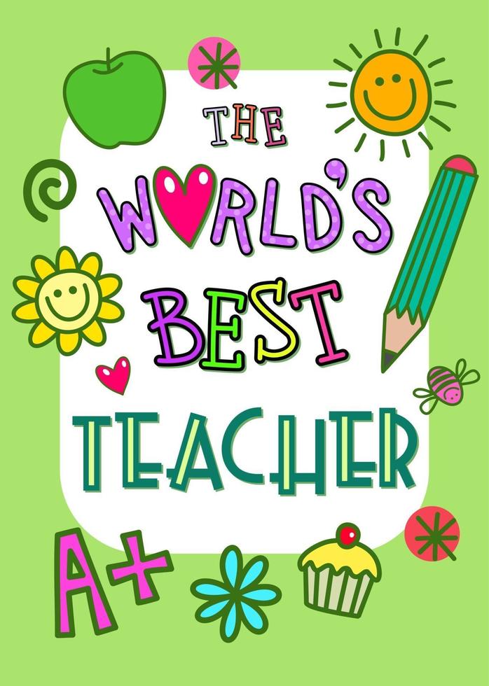 The Worlds Best Teacher Greeting Card vector