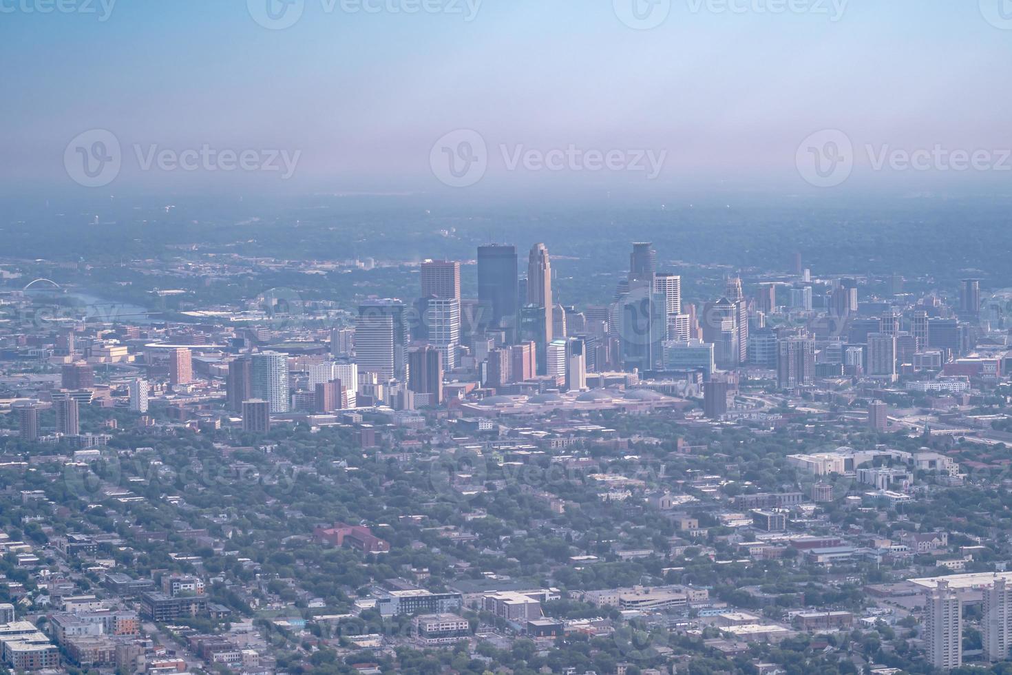 aerial view of major american city minneapolis minnesota photo