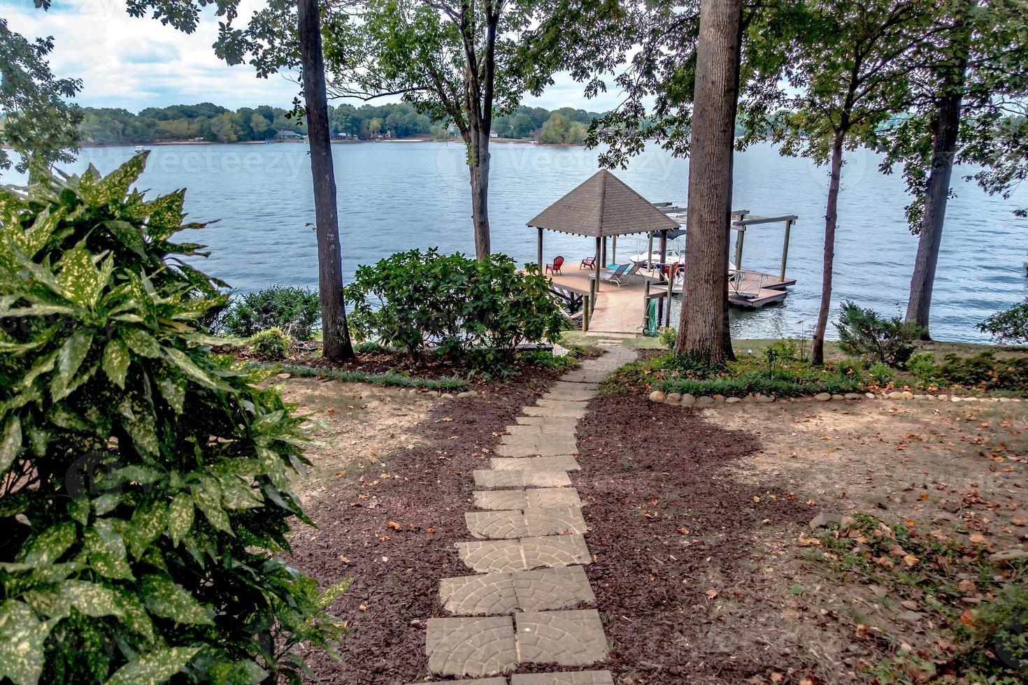 private boat ramp on a lake photo