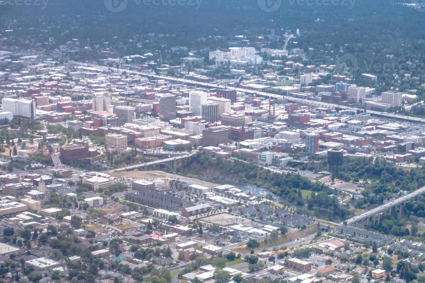 aerial oer spokane washington from airplane photo