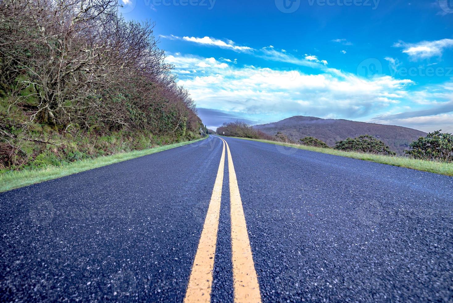 driving on blue ridge parkway in spring photo