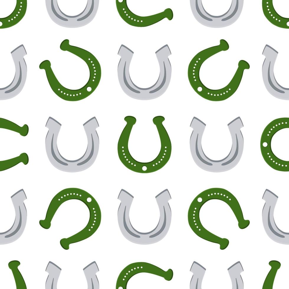 Irish holiday St Patrick day, seamless horseshoes vector