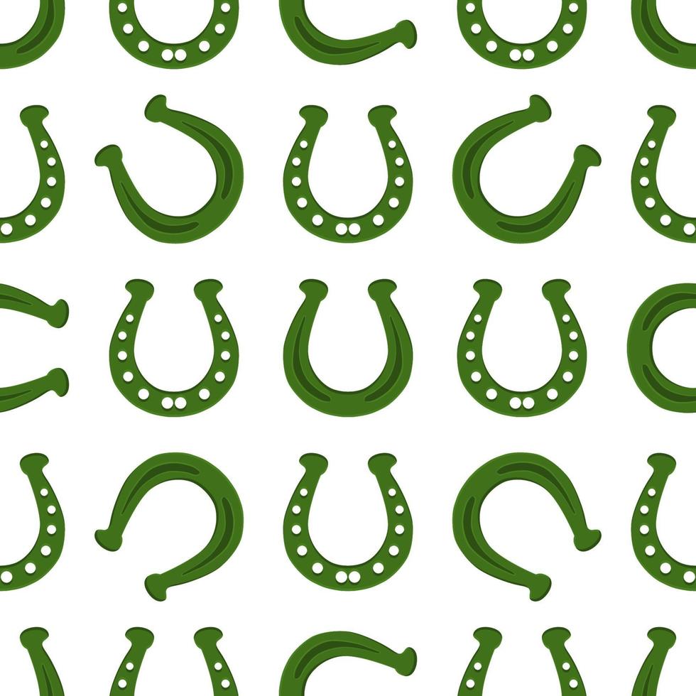 Irish holiday St Patrick day, seamless horseshoes vector