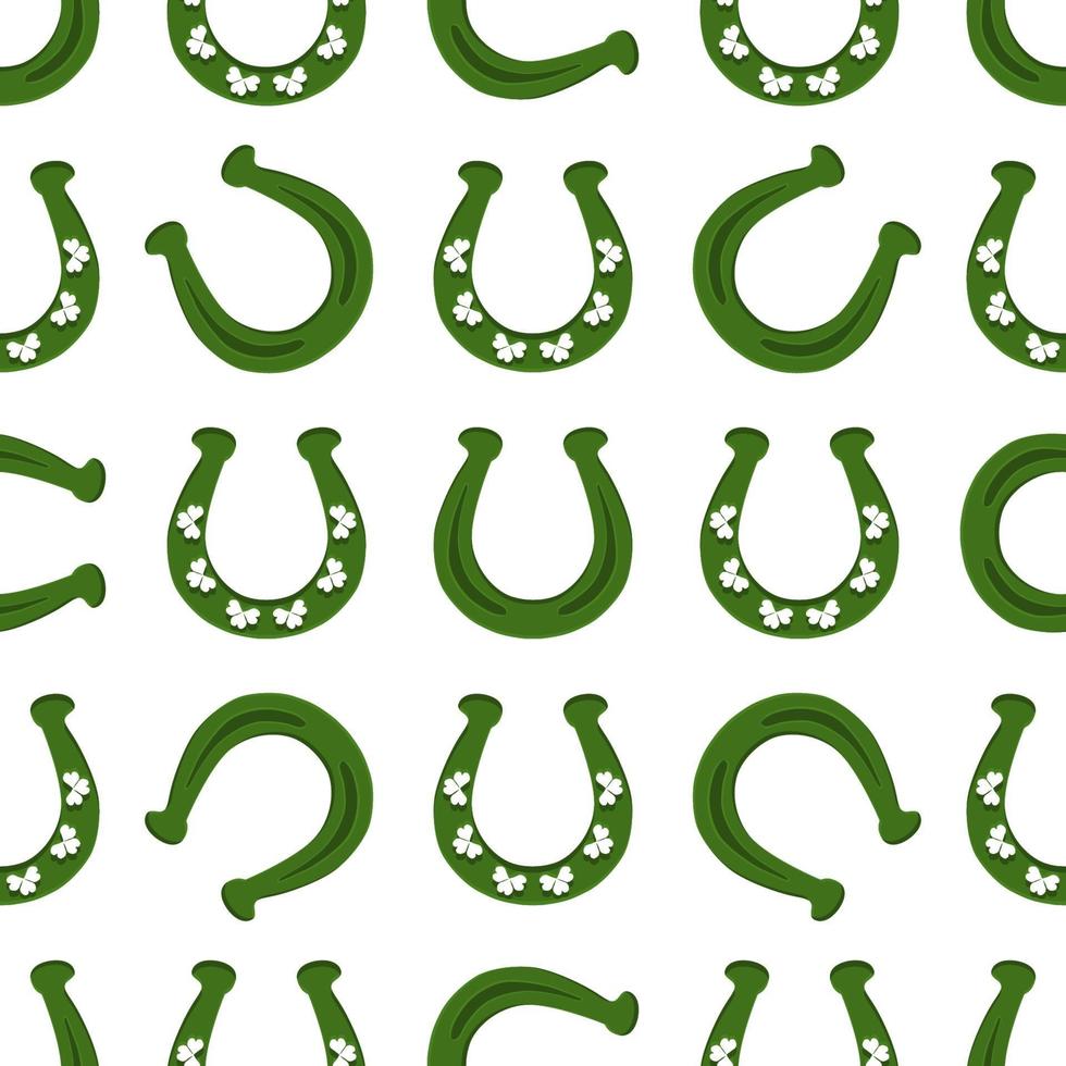 Irish holiday St Patrick day, seamless horseshoes vector