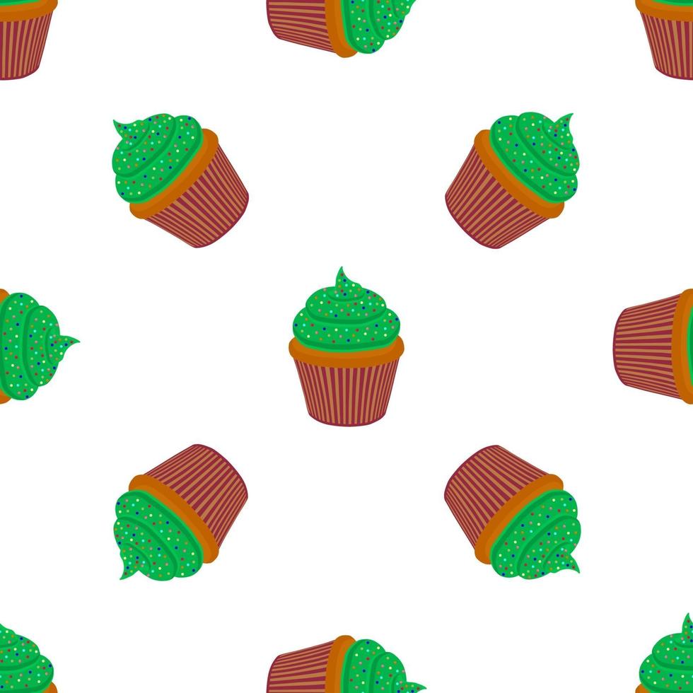 Irish holiday St Patrick day, seamless green muffins vector