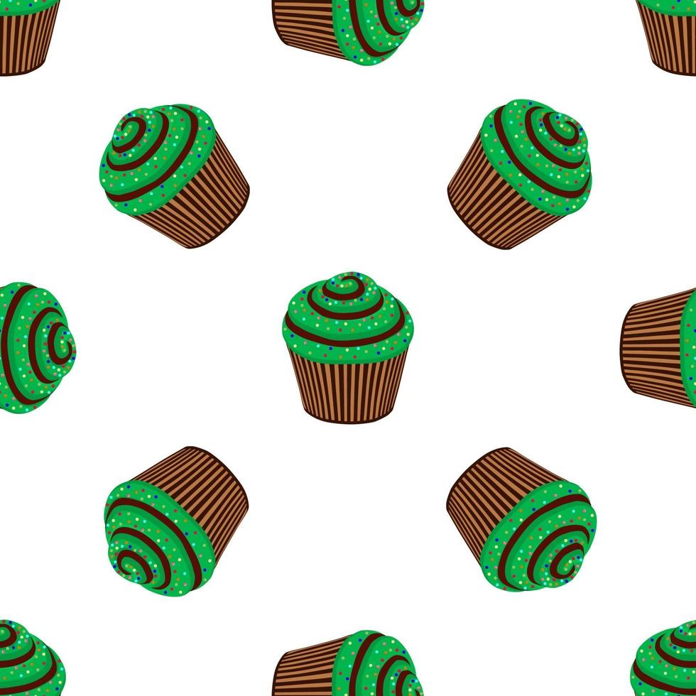 fiesta irlandesa día de san patricio, muffins verdes sin costura vector