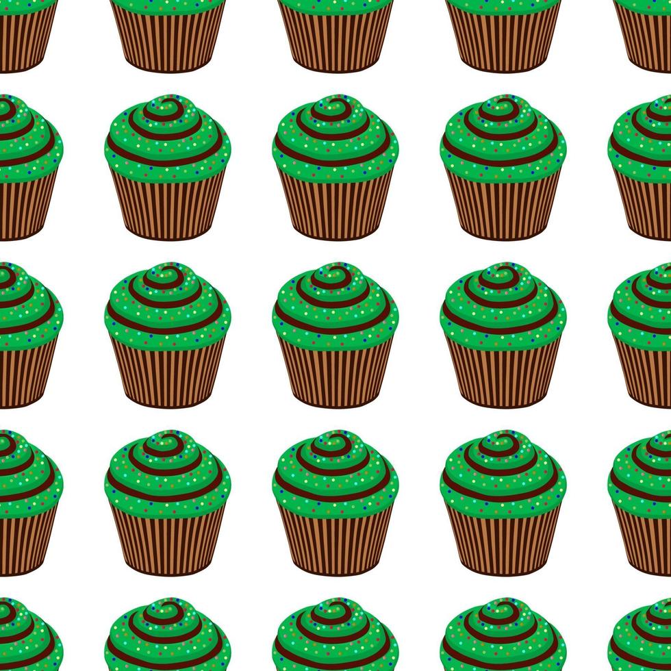 fiesta irlandesa día de san patricio, muffins verdes sin costura vector