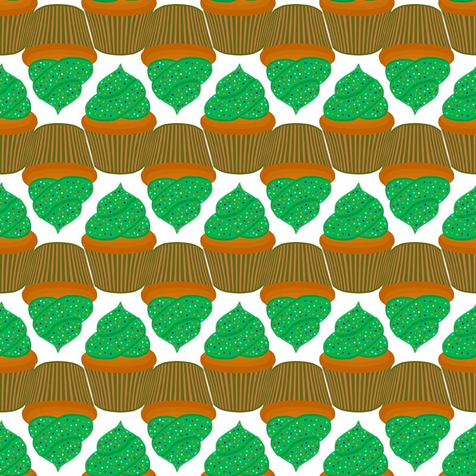 fiesta irlandesa día de san patricio, muffins verdes sin costura vector