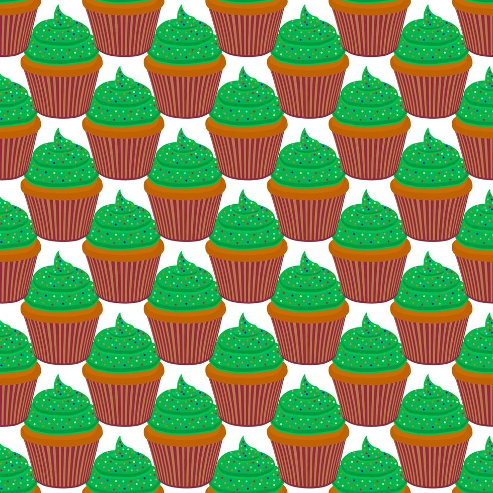 Irish holiday St Patrick day, seamless green muffins vector