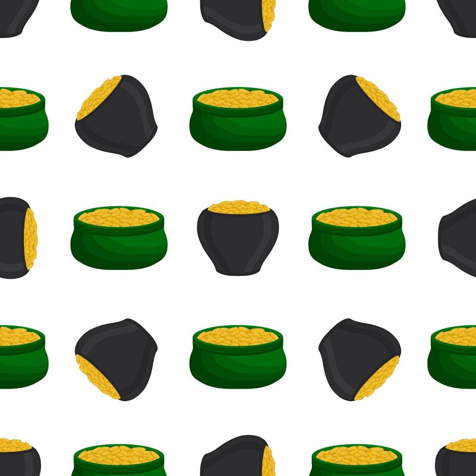 Irish holiday St Patrick day, seamless pot of coins vector
