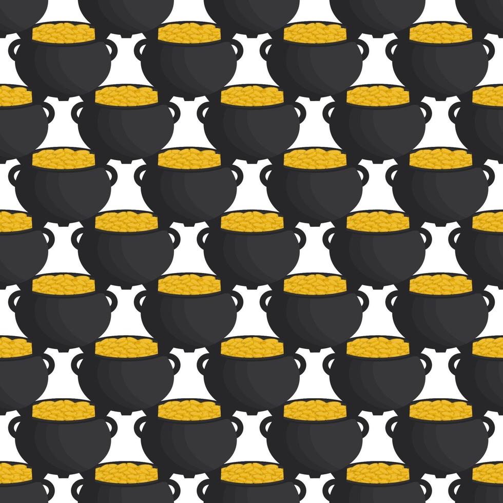 Irish holiday St Patrick day, seamless pot of coins vector